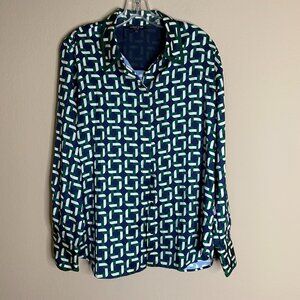 lafayette 148 print button down long sleeve blouse